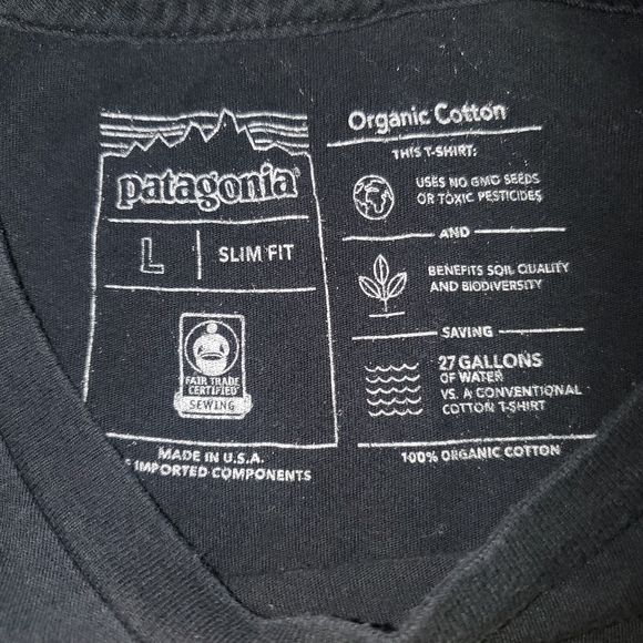 Patagonia Portland T-shirt Organic Cotton Men's Size Large Slim Fit Black - Picture 3 of 6